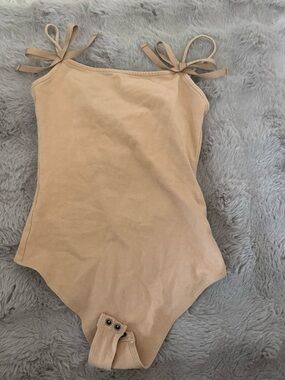 American Eagle Outfitters Beige Tie-Shoulder One-Piece